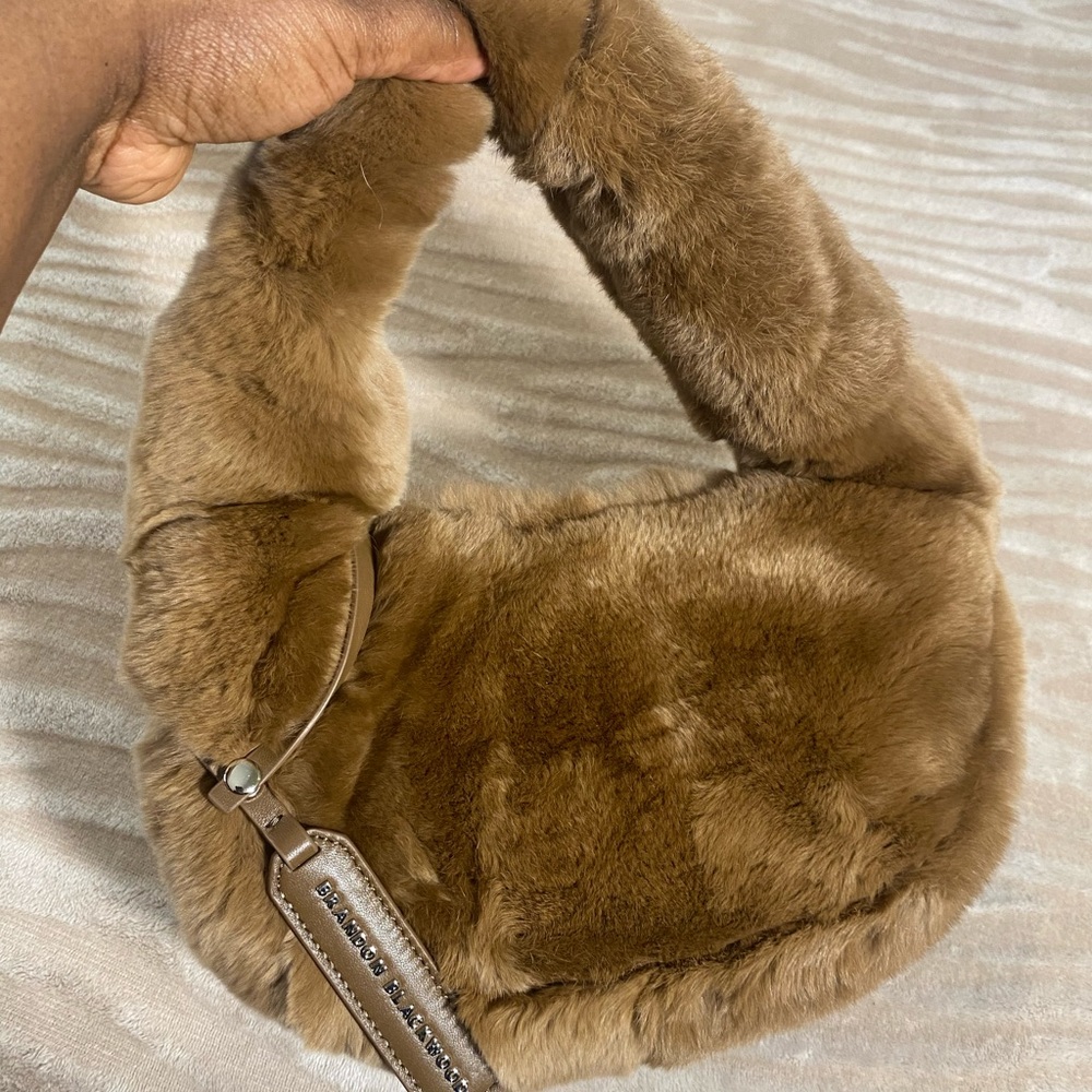 Brandon Blackwood Rex Rabbit Fur Brown Leather Shoulder Bag